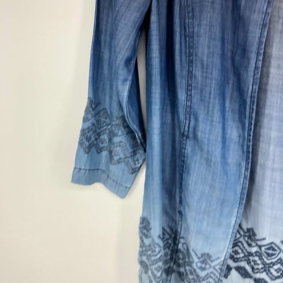 Chico's Chambray Ombre Embroidery Jacket 0 Small 4 - Picture 3 of 5